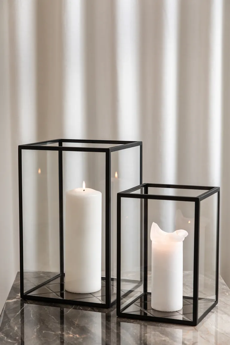 Harlequin Lantern - Bronze Mirror, Black Frame Medium (25*25*40)