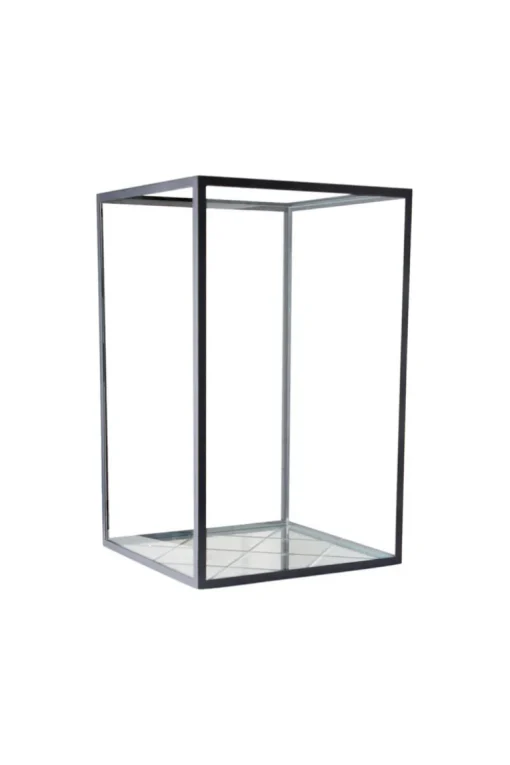 Harlequin Lantern - Clear Mirror, Black Frame Medium (25*25*40)