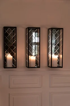 Harlequin Lantern - Clear Mirror, Black Frame Large - wall mounted (20*20*65)