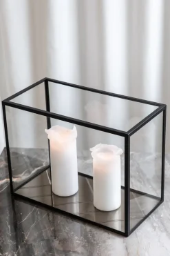 Herringbone Lantern - Bronze Mirror, Black Frame Long (30*20*40)