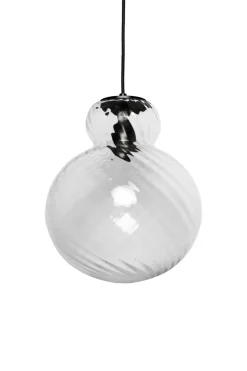 Lily Pendant Lamp - Clear - Black Metal Swirl Large