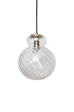 Lily Pendant Lamp - Clear - Brass Metal Swirl Small