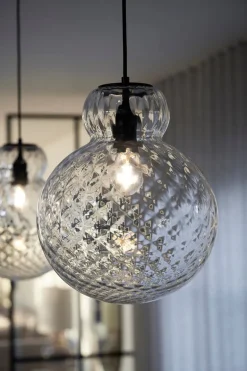 Lily Pendant Lamp - Clear - Black Metal Harlequin Large