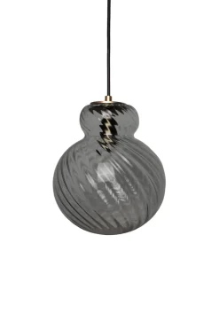 Lily Pendant Lamp - Grey - Brass Metal Swirl Small