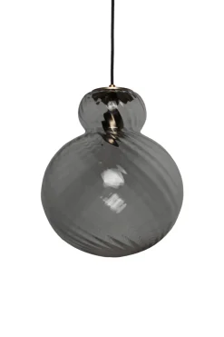 Lily Pendant Lamp - Grey - Brass Metal Swirl Large