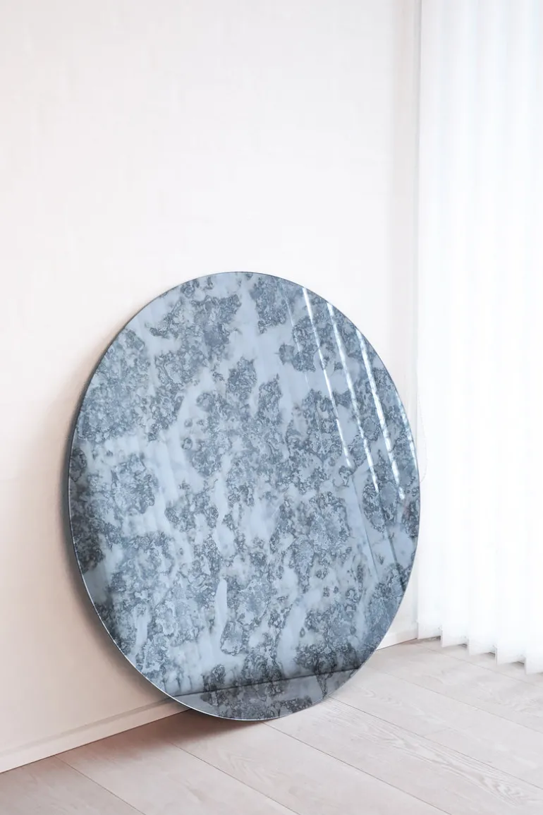 Shade Mirror - Grey/Blue Antique Round