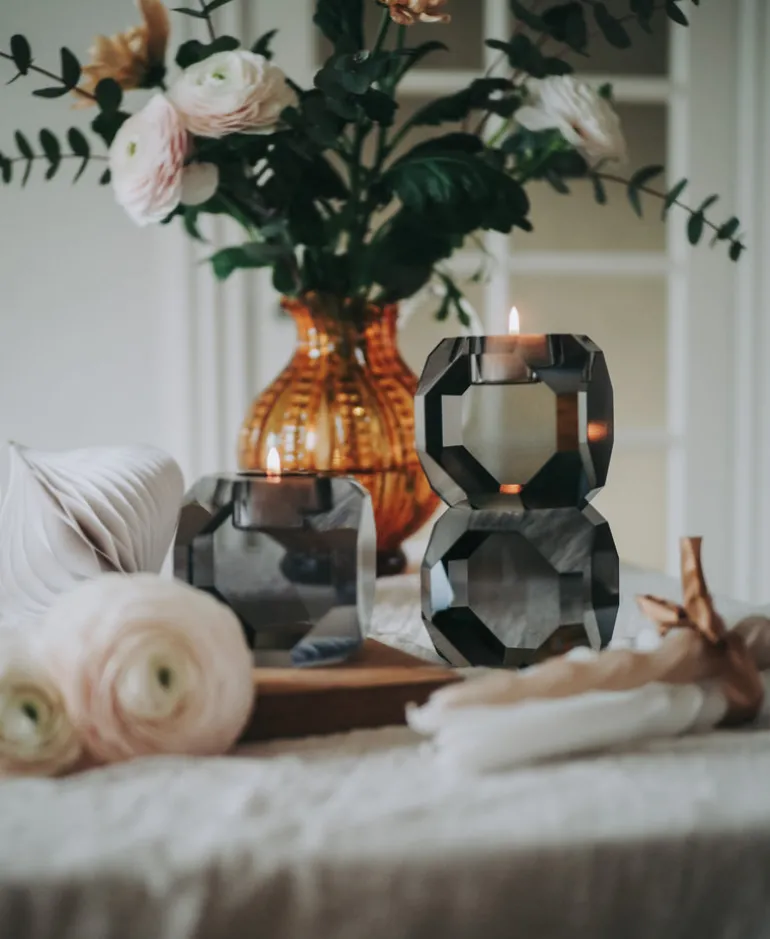 Sky T-Light Candle Holder - Grey Stacked