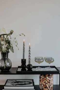 The Curly Candle Collection - Packed with 4 Pieces per box - Steel Grey Fully Curled