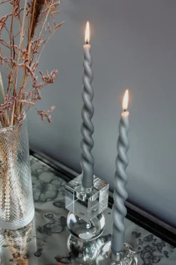 The Curly Candle Collection - Packed with 4 Pieces per box - Steel Grey Fully Curled