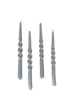 The Glossy Candle Collection - Packed with 4 pieces per box - Steel Grey Middle Curled