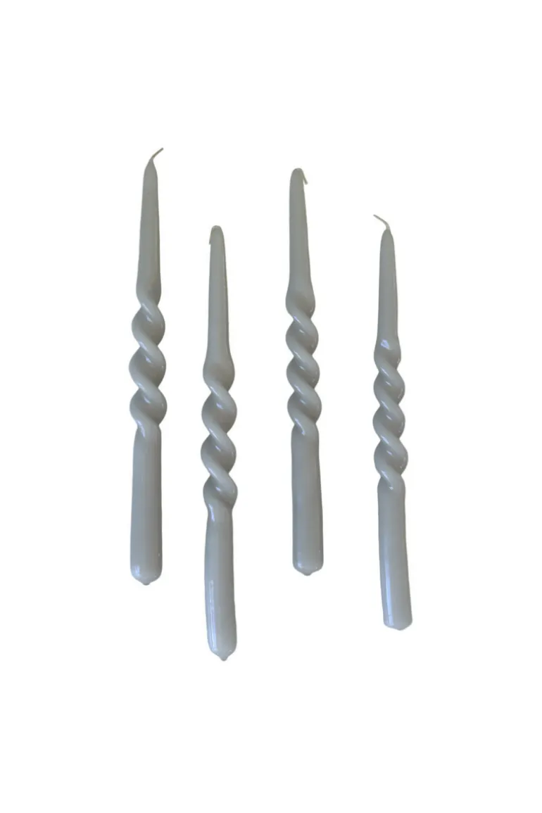 The Glossy Candle Collection - Packed with 4 pieces per box - Steel Grey Middle Curled