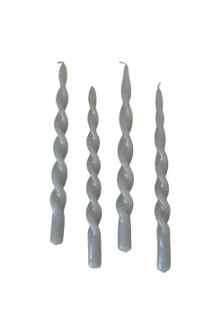 The Glossy Candle Collection - Packed with 4 pieces per box - Steel Grey Fully Curled