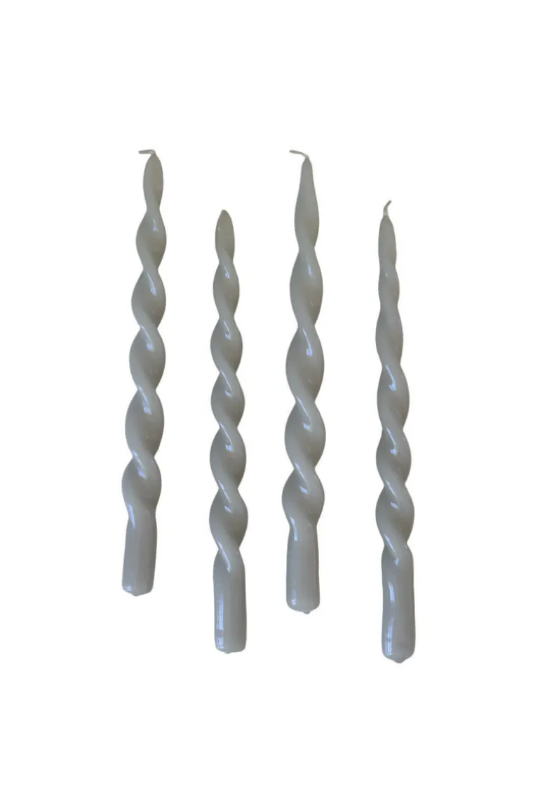 The Glossy Candle Collection - Packed with 4 pieces per box - Steel Grey Fully Curled