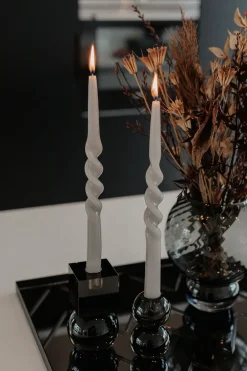 The Glossy Candle Collection - Packed with 4 pieces per box - Thunder Grey Middle Curled