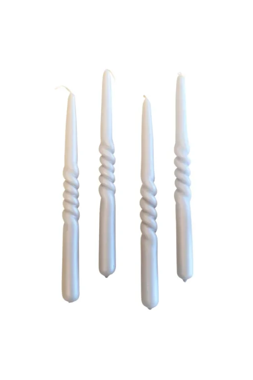 The Pearl Candle Collection - Packed with 4 Pieces per box - Silver Grey Pearl Middle Curled