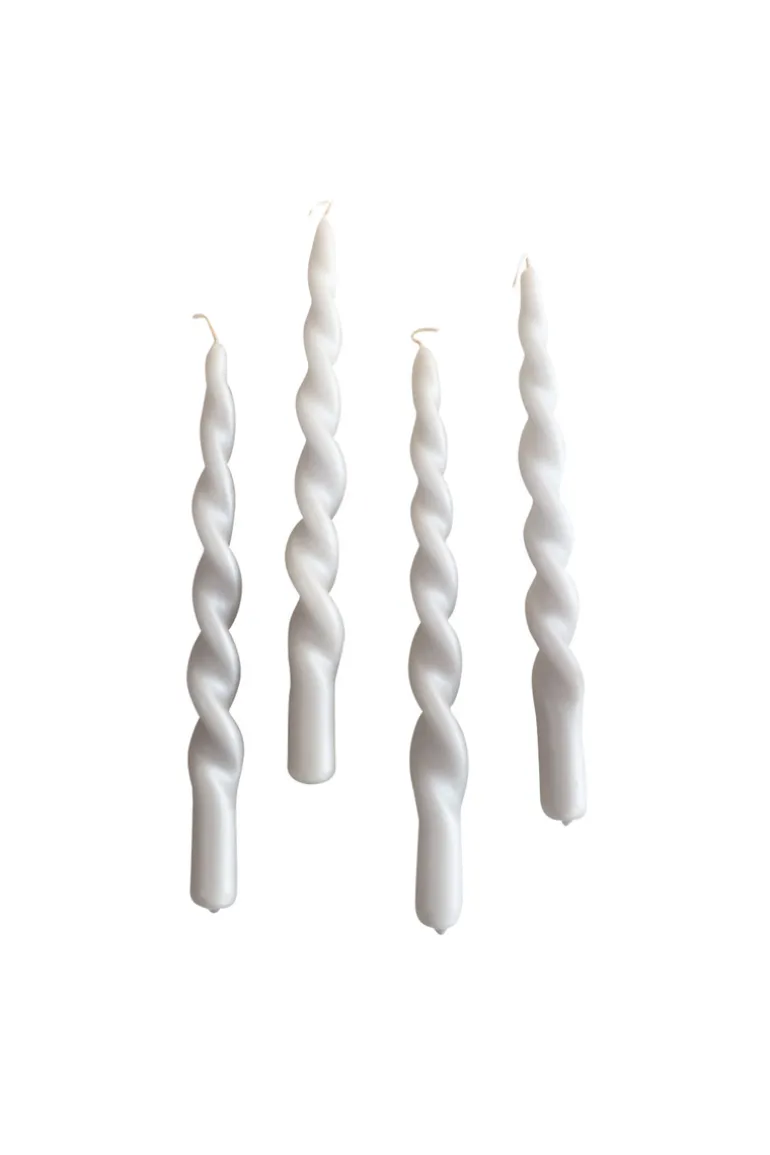 The Pearl Candle Collection - Packed with 4 Pieces per box - Silver Grey Pearl Fully Curled