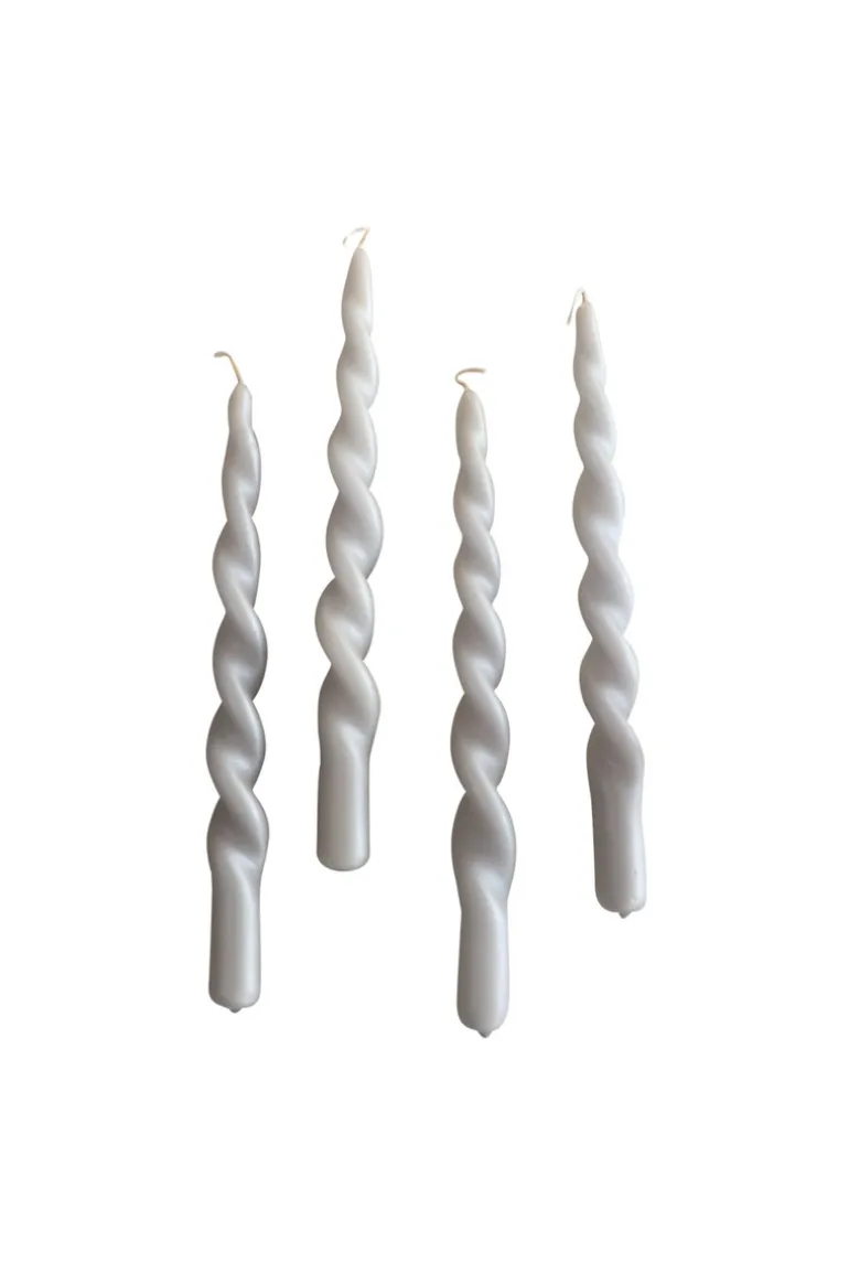 The Pearl Candle Collection - Packed with 4 Pieces per box - Grey Pearl Fully Curled