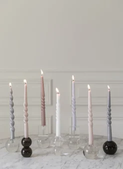 The Pearl Candle Collection - Packed with 4 Pieces per box - Silver Grey Pearl Middle Curled