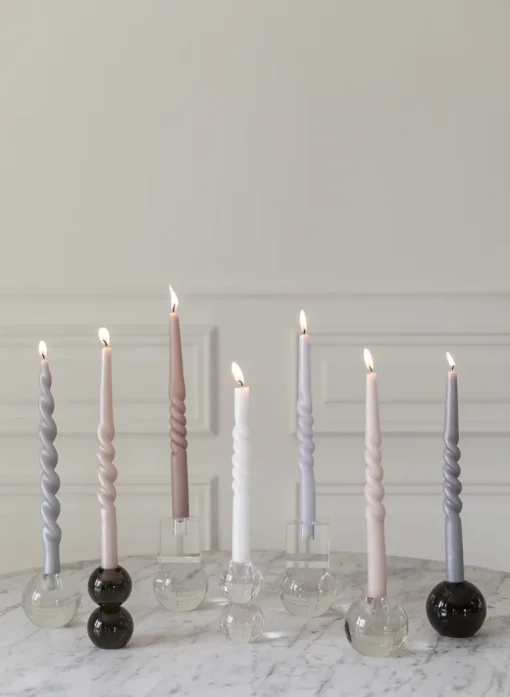 The Pearl Candle Collection - Packed with 4 Pieces per box - Silver Grey Pearl Middle Curled